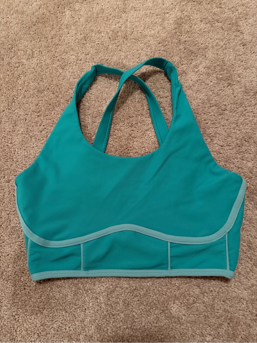 Wilo The Label contrast-trimmed scoop contour and cross-back straps sports bra M